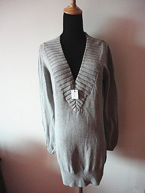 Light grey long sleeve tip female long version sleeve hooded sweater wool-coated hip skirt