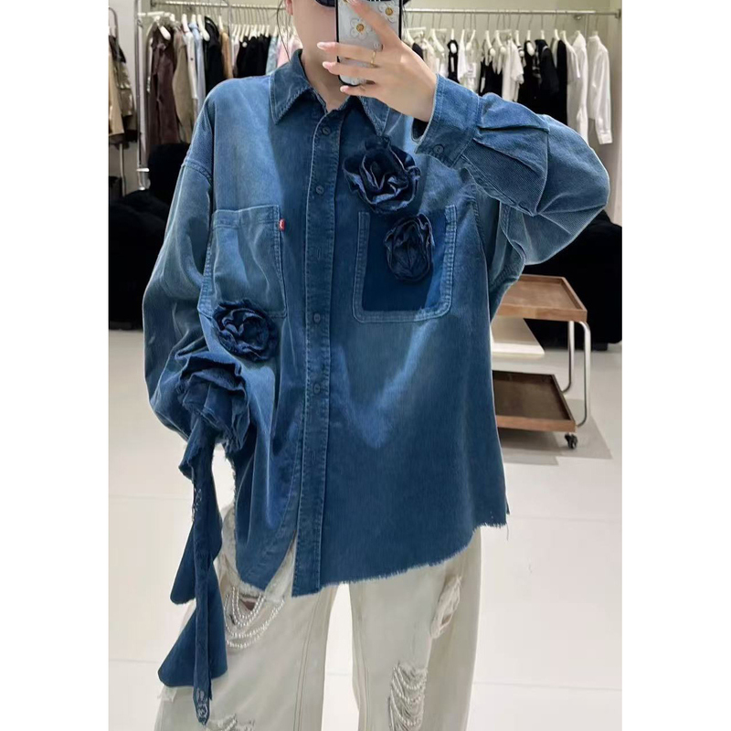 Mom~2026 Autumn/Winter New Designer Vintage Romantic Lace Appliqué Work Shirt Mom~2026 Autumn/Winter New Designer Vintage Romantic Lace Appliqué Work Shirt