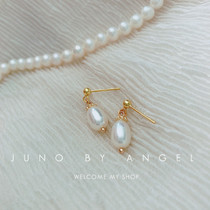 S925 pure silver baroque natural freshwater pearl earnail crash retro kgold lady temperament earrings anti - allergy