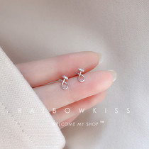 South Korea 925 pure silver needle simple zircon nail ear nail water drill 100 hitch male and female irregular earbone earrings lovers
