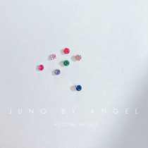 Korean minimalist S925 sterling silver hypoallergenic color zircon earrings four claw basic earrings female couple gift male