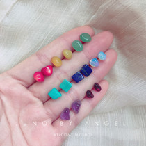 Natural Stone Amethyst Earrings Sterling Silver Women Mini Cute Student Simple Creative Personality Ear Earring Joker