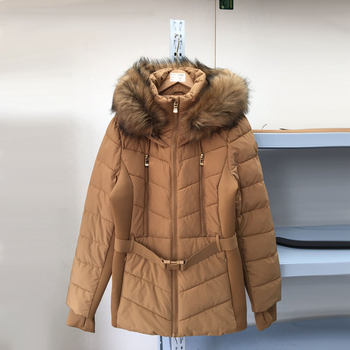 Foreign trade women's winter mid-length cotton coat with hood and fur collar Foreign trade women's winter mid-length cotton coat with hood and fur collar