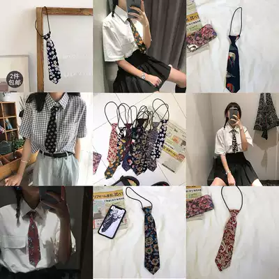 Flower field window Q371 Harajuku harbor wind hanging neck small tie floral short style with shirt portable bow tie women