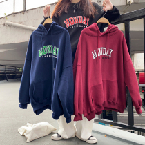 Flower field window bag homemade letter hooded sweater mouse pocket long sleeve Korean loose thin 2021 New coat tide