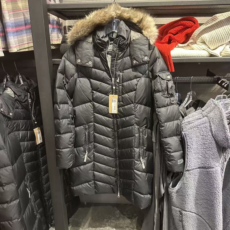 Eddie Bauer Women's Hooded Long down Jacket with Fleece Lining 8723