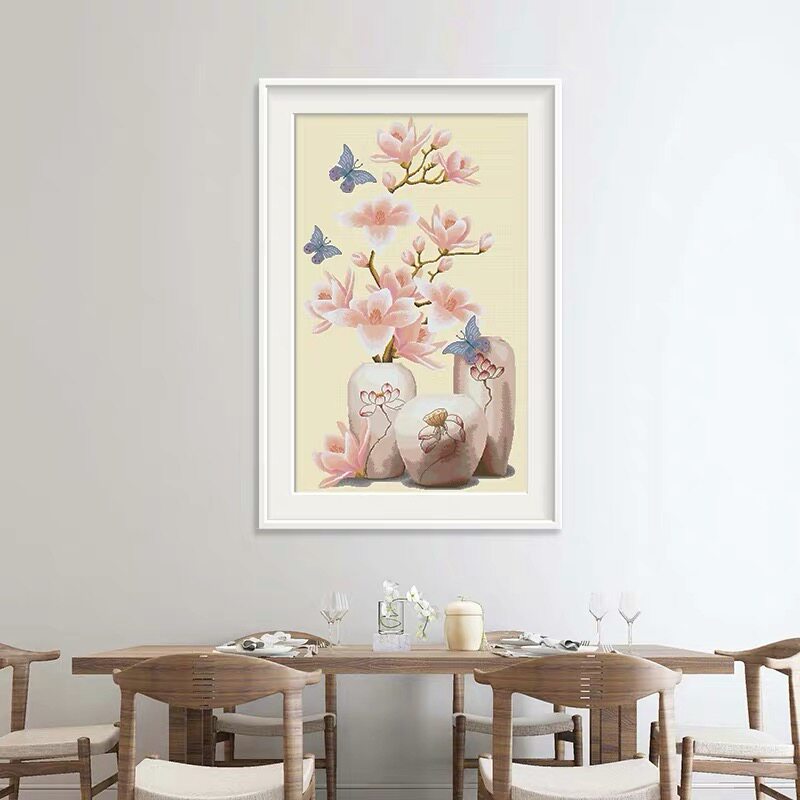 KS Cross Embroidered Jade Orchid Jade Orchid 2019 New Line Embroidered Flowers Big Living Room Dining Room Handmade Embroidery