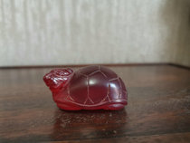 Qing dynasty ruby ​​zircon hand-carved Longzi Bixi handle piece