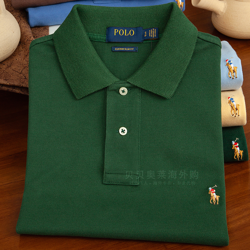 American Ralph Paul Business Casual Short-Sleeved T-Shirt Pure Cotton American-Style Lapel Polo Shirt Large Size Men's Top Summer