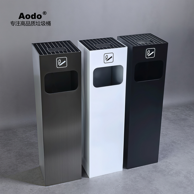Aodo Vertical Stainless Steel Ashtray Smoke Extinguishing Trash Can for Commercial Public Places, Elevator Entrance, Corridor, Simple and Modern
