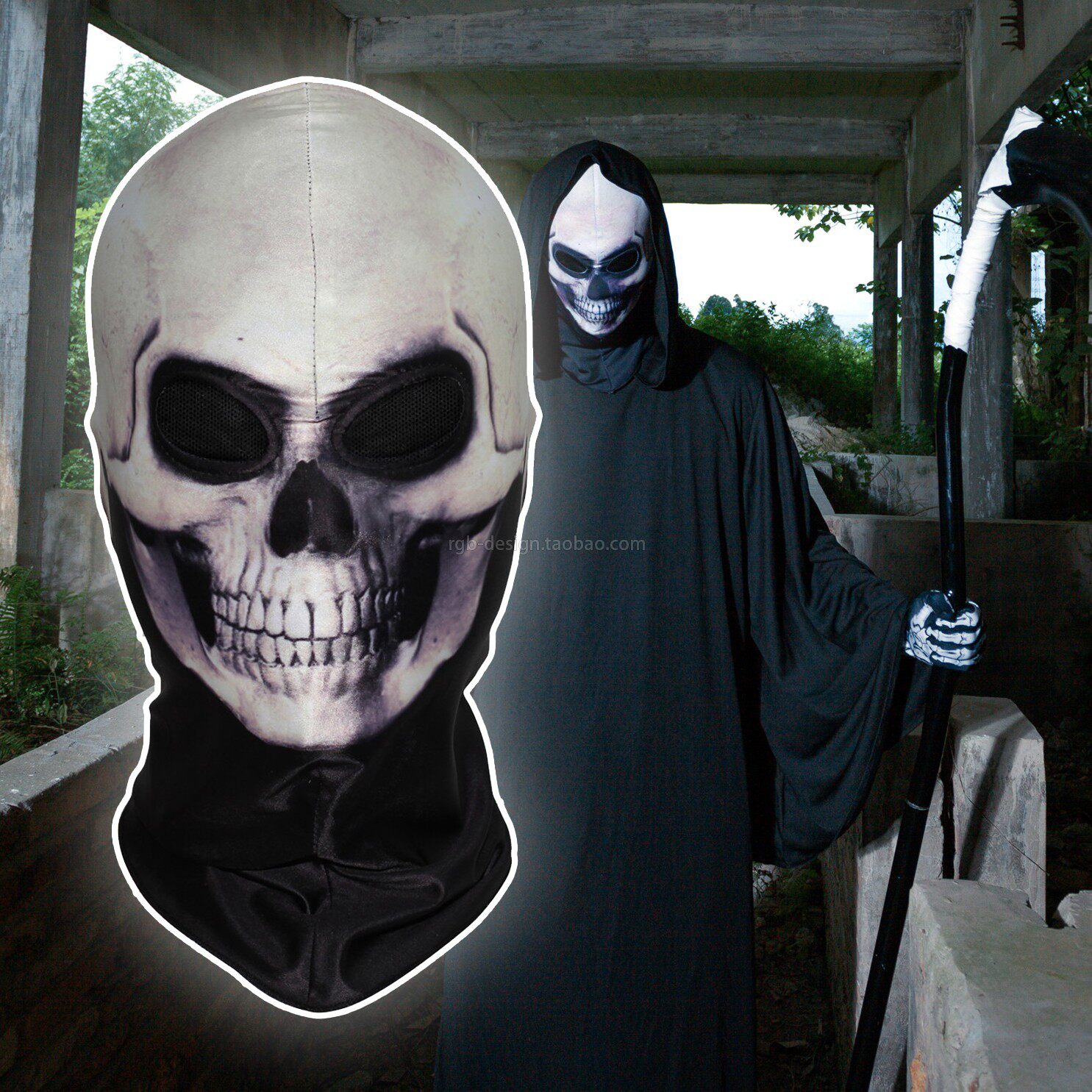 Digital printing 3D Skull skull head skull headgear mask Halloween terror head hood dead cosplay