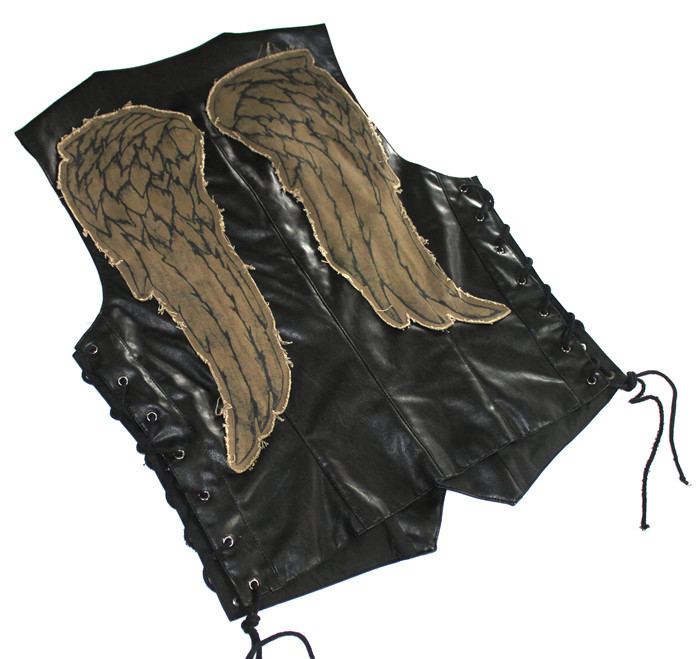 The Walking Dead Vest, Negan, Daryl Pu Leather Vest, Tank Top, Wing Patch Embroidery, Jacket, Daryl