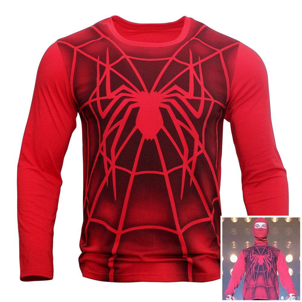 Toby Spider-Man punched in front of a boxer print red T-shirt Spider-Man clothes thin undershirt-Taobao