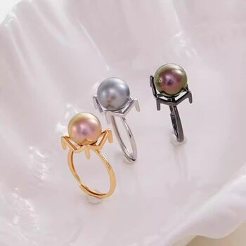 Diy pearl accessories s925 sterling silver seiko micro-inlaid thick plated square ring light luxury heavy industry finger earrings semi-finished products