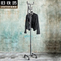 Hangers floor Clothes Clothes Clothes bedroom stand-in-the-ground rack hangers industrial wind iron vintage clothes adhesive hook coat rack