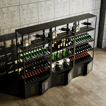 Industrial wind wine rack shelf Wine cabinet display rack Wrought iron restaurant bar bar wine cabinet rack Vintage shelf