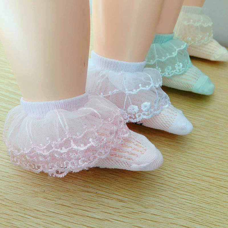 4 Pairs of Girls' Pure Cotton Socks for Summer, Extra Large, Ultra-Puffy, Double-Layer Lace Edge, Full Cotton Mesh, Thin Mesh Socks 4 Pairs of Girls' Pure Cotton Socks for Summer, Extra Large, Ultra-Puffy, Double-Layer Lace Edge, Full Cotton Mesh, Thin Mesh Socks