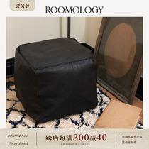Roomology Morocco imported handmade sheepskin pouf leather sofa footstool wabi-sabi study shoe changing stool