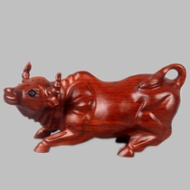 Dongyang wood carving Rosewood Rosewood 12 Zodiac crafts solid wood bucket bull Sky Wood Wood Ox ornaments