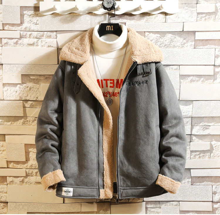 Winter New Plush Thick Collar Men's Loose Large Casual Cotton Jacket_voghion.com