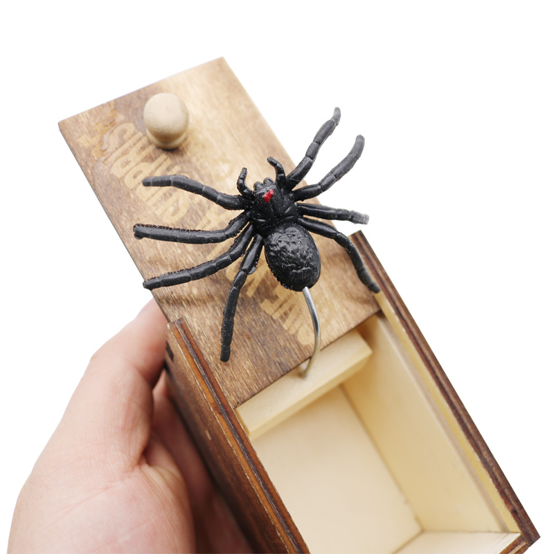 Tiktok-Style Toy That Makes You Jump, Spider in a Wooden Box, Scary Bug, Prank, Revenge, Prank Tool, Funny Prank