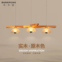 Restaurant chandelier Three heads Nordic logs ins chandelier minimalist modern dining room Terrace Creative Tea Room Bookhouse Lamps