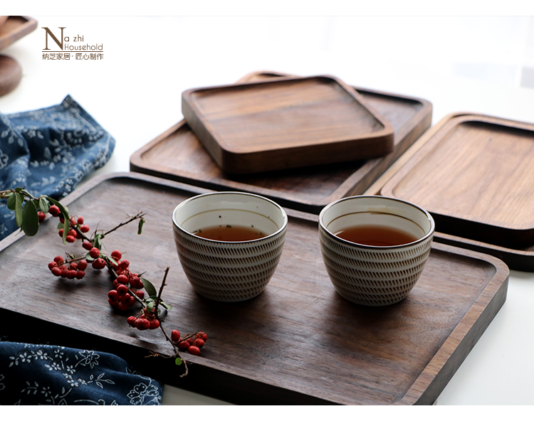 Phong cách nhật bản khay gỗ khay gỗ rắn khay trà hình chữ nhật elm khay khay trà bánh mì đĩa trái cây tráng miệng món ăn bằng gỗ đũa gỗ