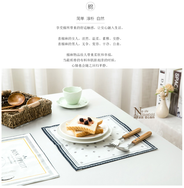 Bắc âu zakka màu xanh cạnh hoa cotton linen bảng mat bát mat khăn trải bàn vải khăn ăn bảng Phương Tây pad cách nhiệt pad khăn trải bàn hội nghị