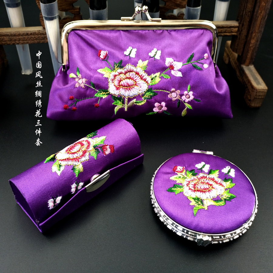 Wallet Schoolgirl Day Department China Wind Retro Handmade Embroidery Zero Money Bag Makeup Bag Mouth Red Box Mirror Cover Box