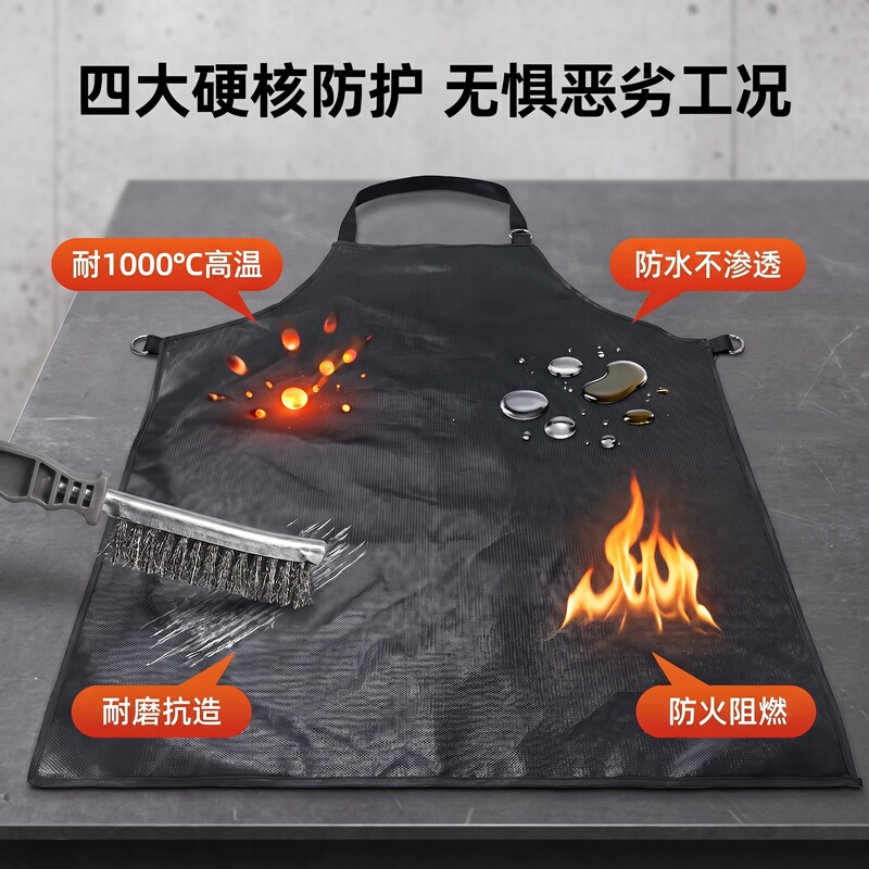 Fireproof and Waterproof Apron, High Temperature Resistant, Flame Retardant, Oil-Proof Bib, Welding, Hardware Processing, Splash-Proof, Spark-Proof, Wear-Resistant Protection