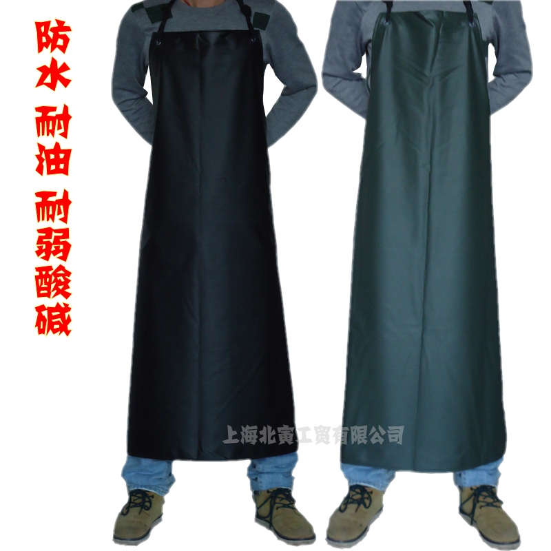 Apron waterproof oil-proof black compound waistline Kitchen Canteen Meal Single Lengthened thickened Weak Acid Pvc Leather Apron
