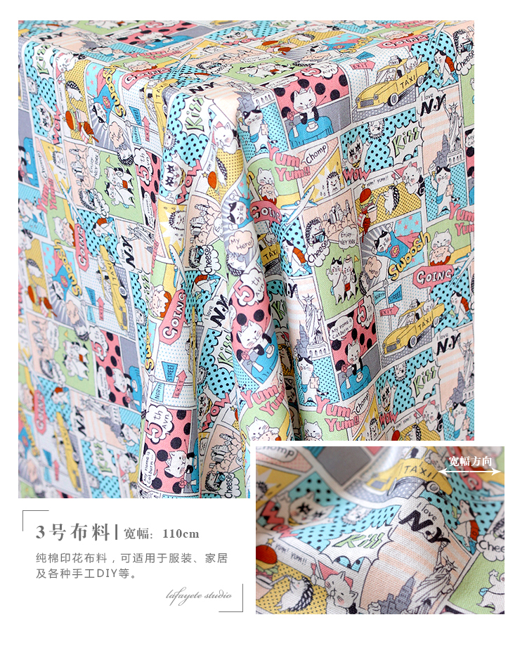 Cửa hàng phụ kiện Lafayette Sản xuất tại Đài Loan Vải cotton nguyên chất Vải cotton Vải dễ thương Mèo DIY Quần áo Handmade - Vải vải tự làm vải đông lạnh