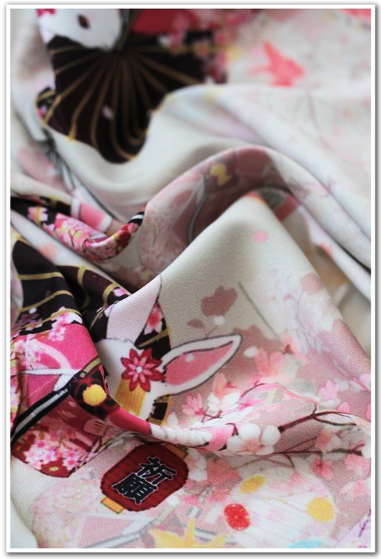 Sakura cầu nguyện thỏ giả sợi vải lụa Susan satin sợi thủ công DIY quần áo búp bê vải kimono chất vải thô