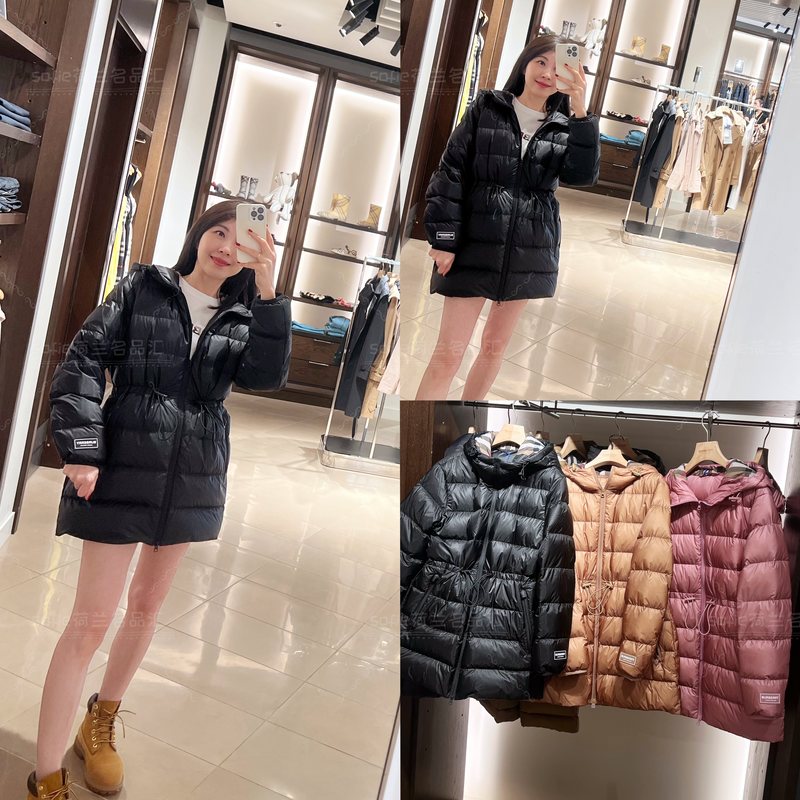 Authentic Discount Burberry New Drawstring Goose down Women's down Jacket Burberry Mid-Length down Jacket