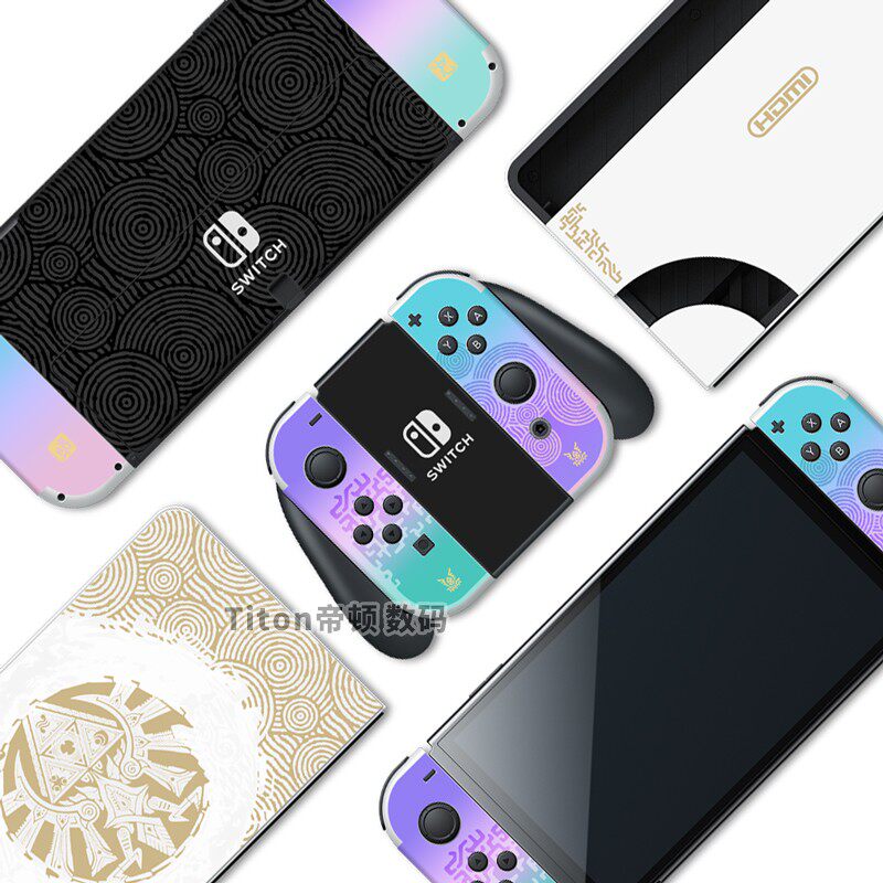 switch主机贴膜 适用任天堂switch oled贴纸ns贴膜塞尔达王国之泪限定猫爪摇杆帽 Made in China