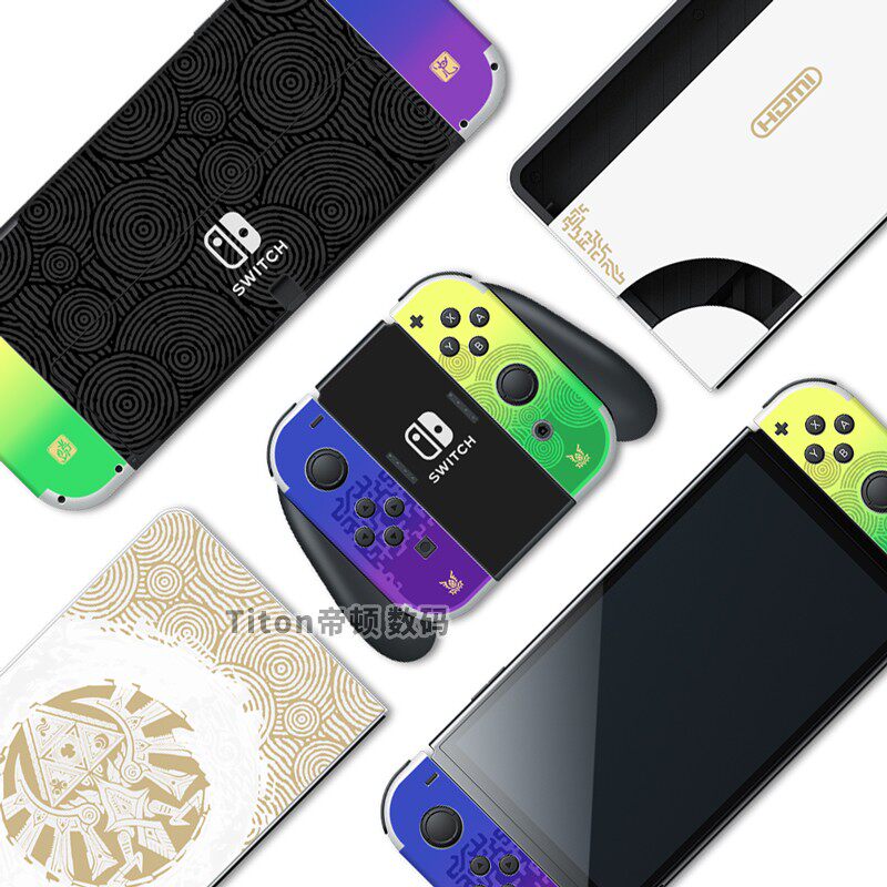 switch主机贴膜 适用任天堂switch oled贴纸ns贴膜塞尔达王国之泪限定猫爪摇杆帽 Made in China