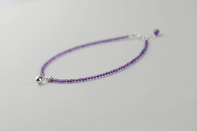 Yunling người gốc tự nhiên Brazil amethyst vòng chân nữ rất mịn 925 sterling bạc nhỏ lắc chân đẹp