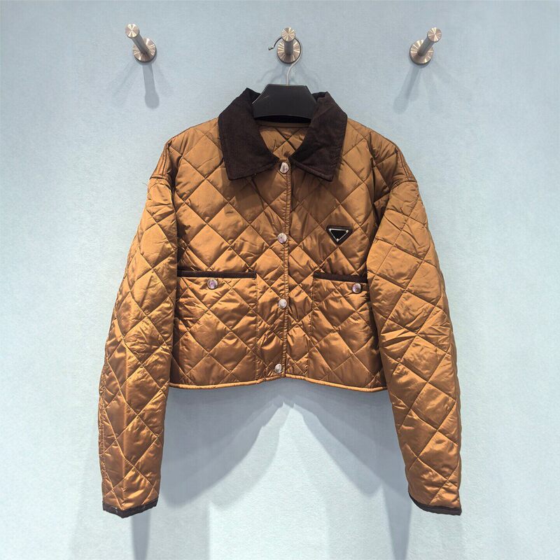 Molly Haute Couture 25 Autumn/Winter New Metal Triangle Logo Quilted Short Jacket Cotton Coat