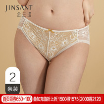 Gold three towers 2 pack] New silk waist underwear women mulberry silk breathable contrast underwear