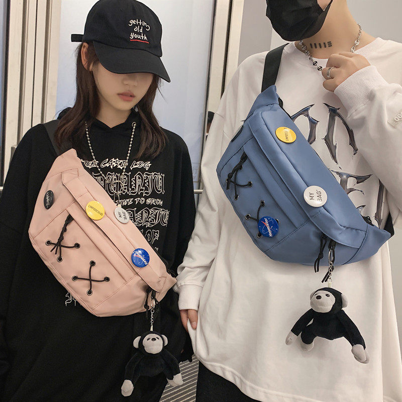 The new ins Korean version of the versatile large-capacity cargo chest bag boys and girls cross-body shoulder bag functional sports belt bag