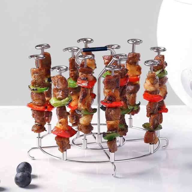 Air Fryer Grill Rack for Home Use, Oven Hanging Rack, 304 Stainless Steel, No-Turning Vertical Barbecue Skewer Rack
