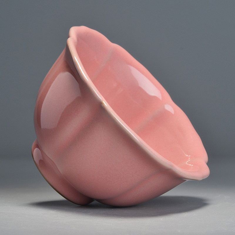 Grem Ru Kiln Peach Red Glaze Sea Tang Flower Mouth Cup Pint Tea Cup Master's Cup Jingdezhen Yan Value Tea Instrumental Kung Fu Tea Tea