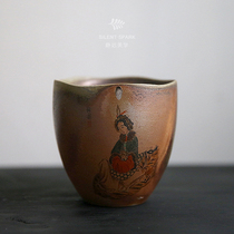Jingchi wood burning Zhaojun picture pure hand-painted water bowl natural gray metal texture beautiful hair color