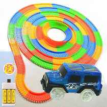 Electric car rail car little boy assembled track train set toy car gift for children aged 3-8 years old