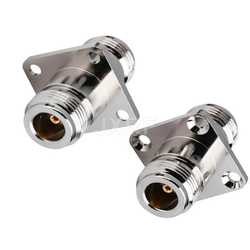 JXRF 커넥터 동축 무선 주파수 어댑터 N 유형 어댑터 N-KKF N 암컷에서 암컷 Four-Hole Square 플레이트