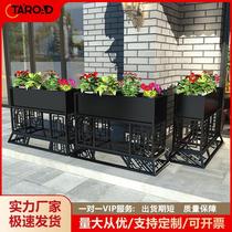 Simple iron flower stand outdoor partition cafe creative green plant shelf outdoor ground combination flower box rectangular