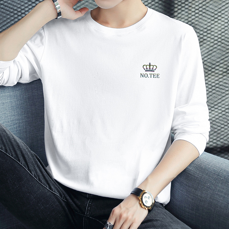 Pure Cotton Long-Sleeved T-Shirt, Loose-Fitting White Top, Autumn Shirt, Round-Neck Cotton T-Shirt, Inner Layering Shirt Pure Cotton Long-Sleeved T-Shirt, Loose-Fitting White Top, Autumn Shirt, Round-Neck Cotton T-Shirt, Inner Layering Shirt
