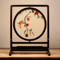 Suzhou embroidery pure hand embroidery purple sandalwood double-sided embroidery ornaments Autumn Fruits new Chinese style craft gifts