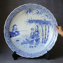 Japanese old thing Furuimari hand-painted character prize plate