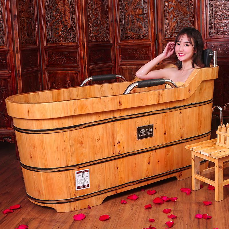 Wooden Bath Tub, Soaking Tub, Adult Bath Basin, Full-Body Home Bath Tub, Solid Wood Bathtub, Children's Beauty Salon Bath Tub